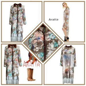 Anthro Aratta Silent Journey "Deer in Aspen" duster size Small